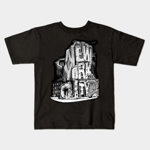 New York City Pencil by Tai's Tees Kids T-Shirt by TaizTeez